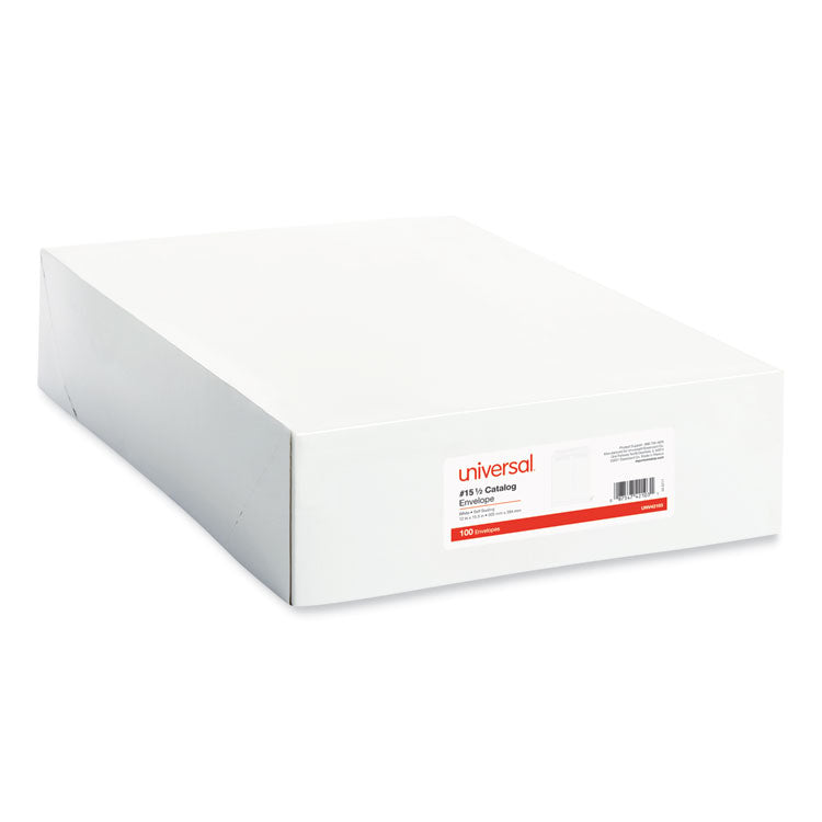 Self-Stick Open End Catalog Envelope, #15 1/2, Square Flap, Self-Adhesive Closure, 12 x 15.5, White, 100/Box