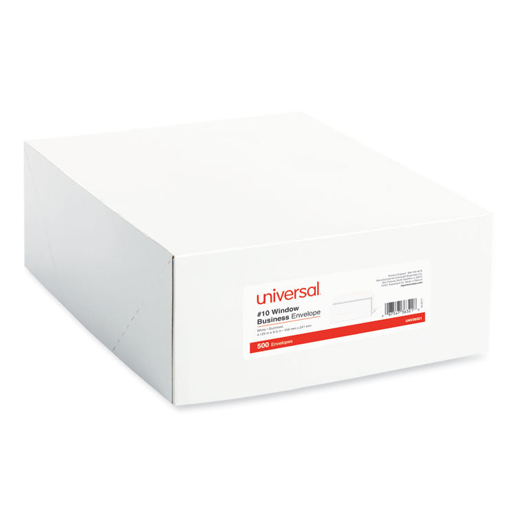 Open-Side Business Envelope, 1 Window, #10, Square Flap, Gummed Closure, 4.13 x 9.5, White, 500/Box