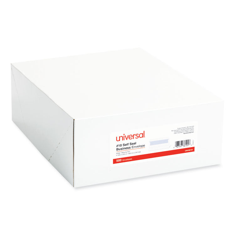 Self-Seal Security Tint Business Envelope, #10, Square Flap, Self-Adhesive Closure, 4.13 x 9.5, White, 500/Box