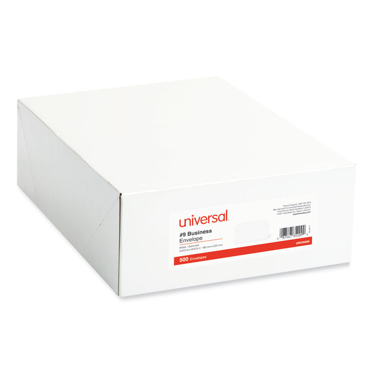 Open-Side Business Envelope, #9, Square Flap, Gummed Closure, 3.88 x 8.88, White, 500/Box