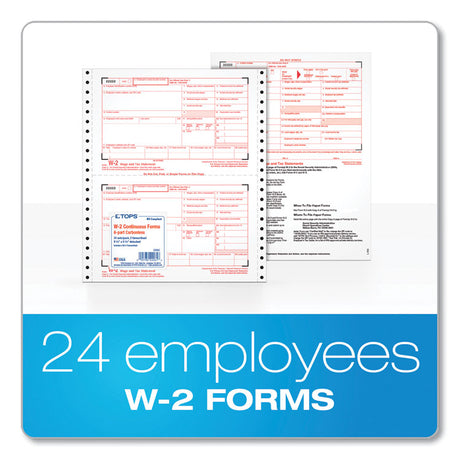 W-2 Tax Forms for Dot Matrix Printers, Fiscal Year: 2023, Six-Part Carbonless, 5.5 x 8.5, 2 Forms/Sheet, 24 Forms Total