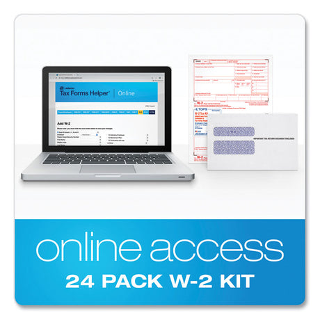 W-2 Tax Forms Kit with Envelopes, Fiscal Year: 2023, Six-Part Carbonless, 8.5 x 5.5, 2 Forms/Sheet, 24 Forms Total