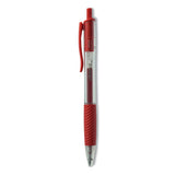 Comfort Grip Gel Pen, Retractable, Medium 0.7 mm, Red Ink, Clear/Red Barrel, Dozen