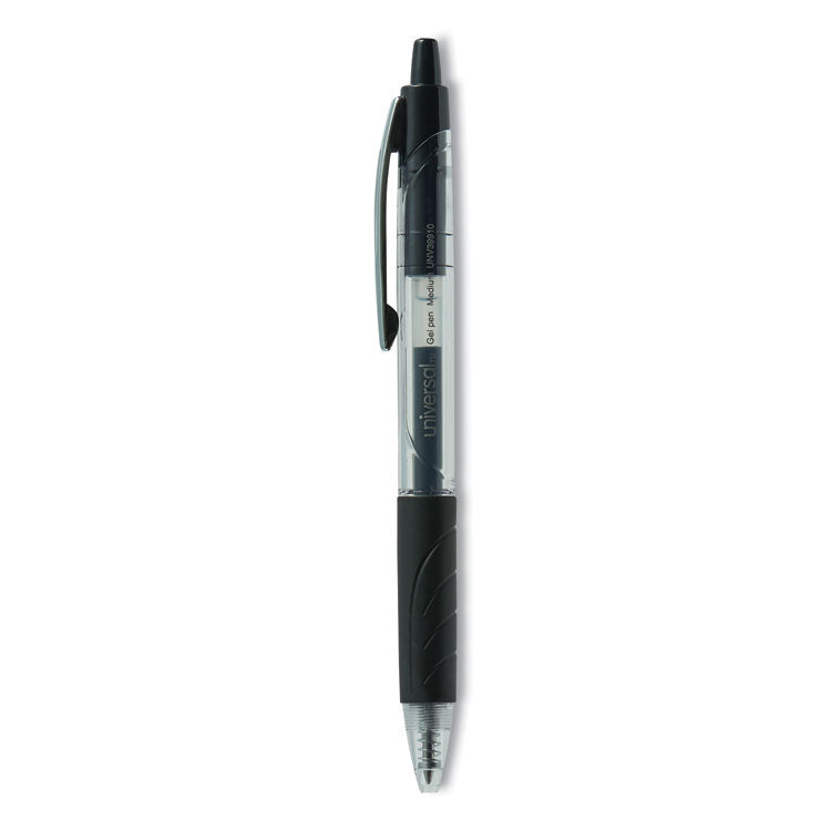 Comfort Grip Gel Pen, Retractable, Medium 0.7 mm, Black Ink, Clear/Black Barrel, 36/Pack