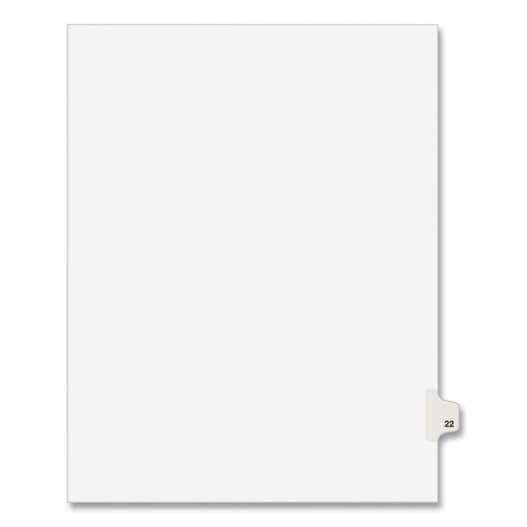 Preprinted Legal Exhibit Side Tab Index Dividers, Avery Style, 10-Tab, 22, 11 x 8.5, White, 25/Pack, (1022)