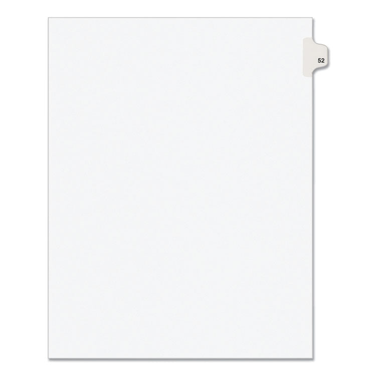 Preprinted Legal Exhibit Side Tab Index Dividers, Avery Style, 10-Tab, 52, 11 x 8.5, White, 25/Pack, (1052)