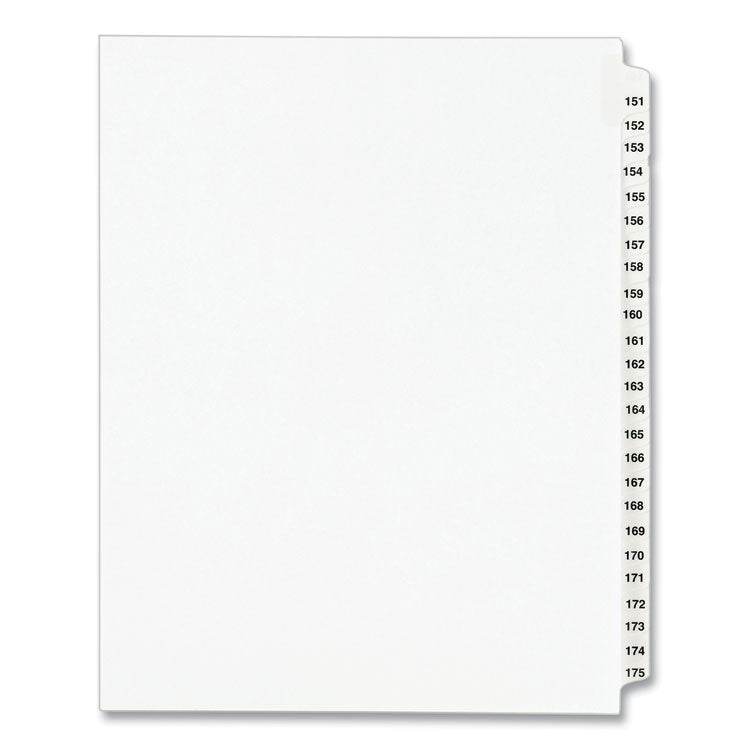 Preprinted Legal Exhibit Side Tab Index Dividers, Avery Style, 25-Tab, 151 to 175, 11 x 8.5, White, 1 Set, (1336)