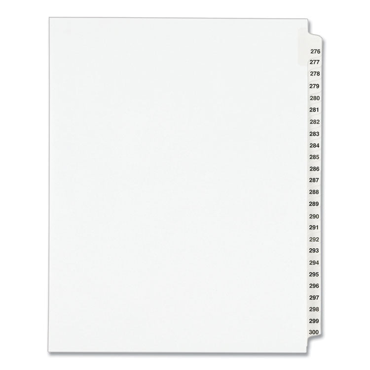 Preprinted Legal Exhibit Side Tab Index Dividers, Avery Style, 25-Tab, 276 to 300, 11 x 8.5, White, 1 Set, (1341)