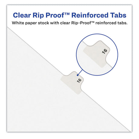 Preprinted Legal Exhibit Side Tab Index Dividers, Avery Style, 10-Tab, 16, 11 x 8.5, White, 25/Pack, (1016)