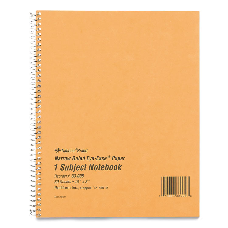 Single-Subject Wirebound Notebooks, Narrow Rule, Brown Paperboard Cover, (80) 10 x 8 Sheets