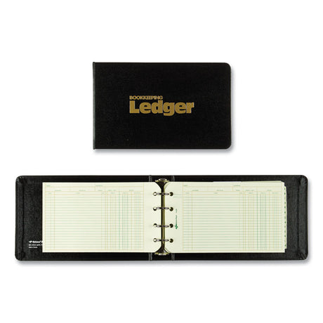 Four-Ring Ledger Binder Kit with A-Z Index, Black Cover, 8.5 x 5 Debit-Credit-Balance Sheets, 100 Sheets/Book