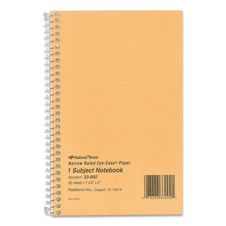 Single-Subject Wirebound Notebooks, Narrow Rule, Brown Paperboard Cover, (80) 7.75 x 5 Sheets