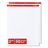 Easel Pads/Flip Charts, Quadrille Rule (1 sq/in), 27 x 34, White, 50 Sheets, 2/Carton