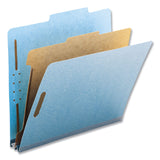 Recycled Pressboard Classification Folders, 2  Expansion, 1 Divider, 4 Fasteners, Letter Size, Blue Exterior, 10/Box