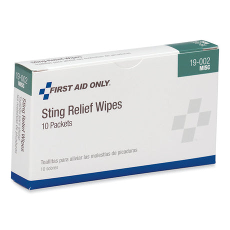 First Aid Sting Relief Pads, 10/Box