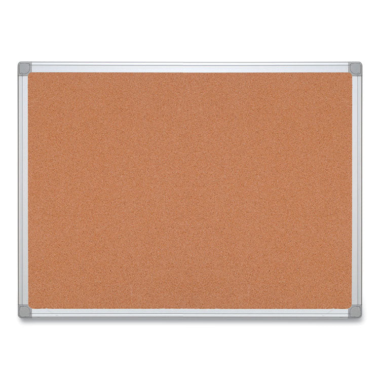 Earth Cork Board, 36 x 24, Tan Surface, Silver Aluminum Frame