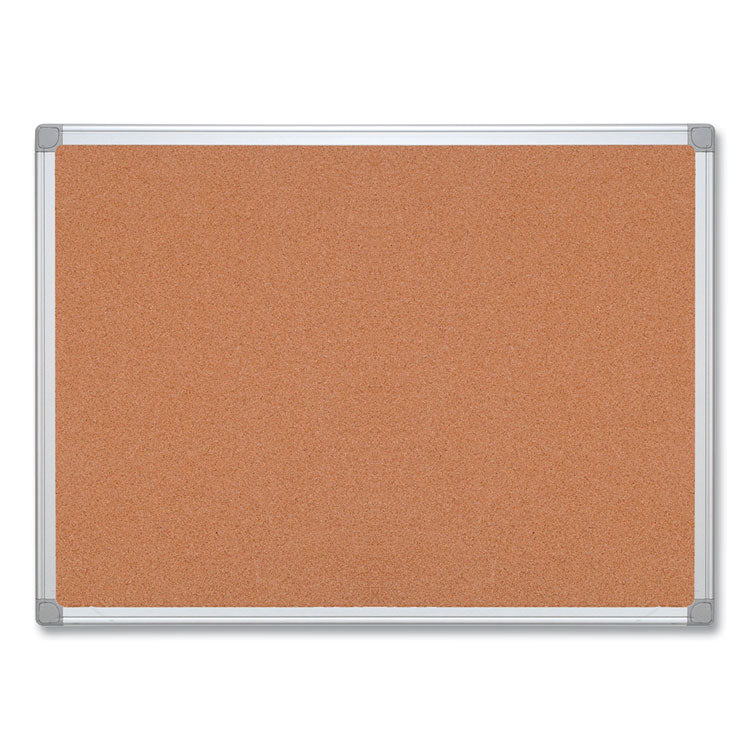 Earth Cork Board, 72 x 48, Tan Surface, Silver Aluminum Frame