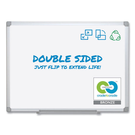 Earth Silver Easy-Clean Dry Erase Board, Reversible, 72 x 48, White Surface, Silver Aluminum Frame