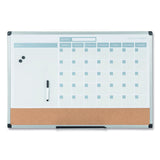 3-in-1 Calendar Planner, 36 x 24, White Surface, Silver Aluminum Frame