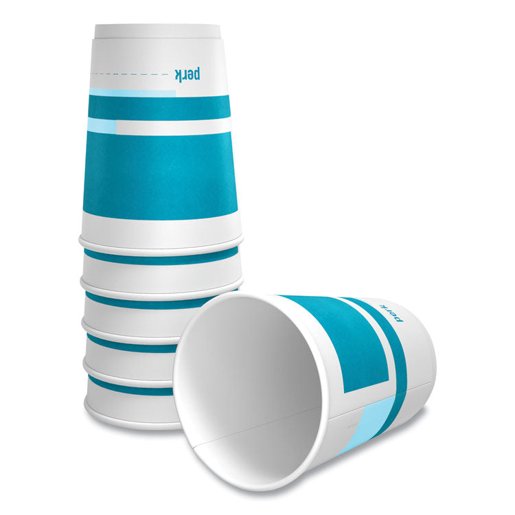 Insulated Paper Hot Cups, 12 oz, White/Blue, 40/Pack