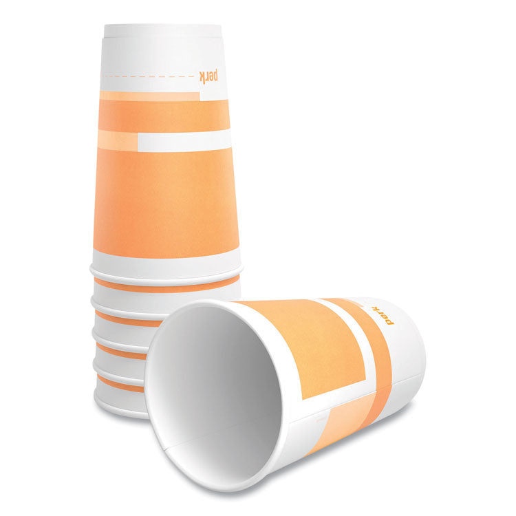 Insulated Paper Hot Cups, 16 oz, White/Orange, 30/Pack