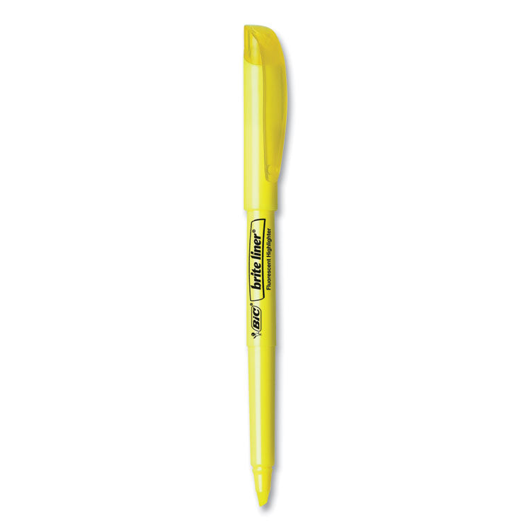 Brite Liner Highlighter, Fluorescent Yellow Ink, Chisel Tip, Yellow/Black Barrel, Dozen