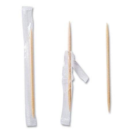 Mint Cello-Wrapped Wood Toothpicks, 2.5", Natural, 1,000/Box, 15 Boxes/Carton