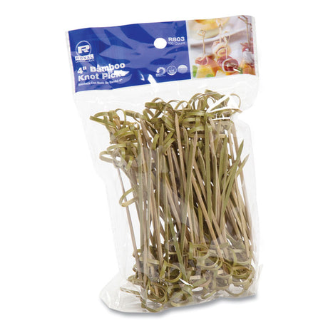 Knotted Bamboo Pick, Natural, 4", 100 Pack, 10 Packs/Carton