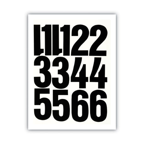 Press-On Vinyl Numbers, Self Adhesive, Black, 4"h, 23/Pack