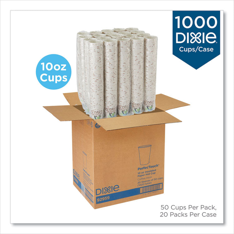 PerfecTouch Paper Hot Cups, 10 oz, Coffee Haze Design, 50 Sleeve, 20 Sleeves/Carton