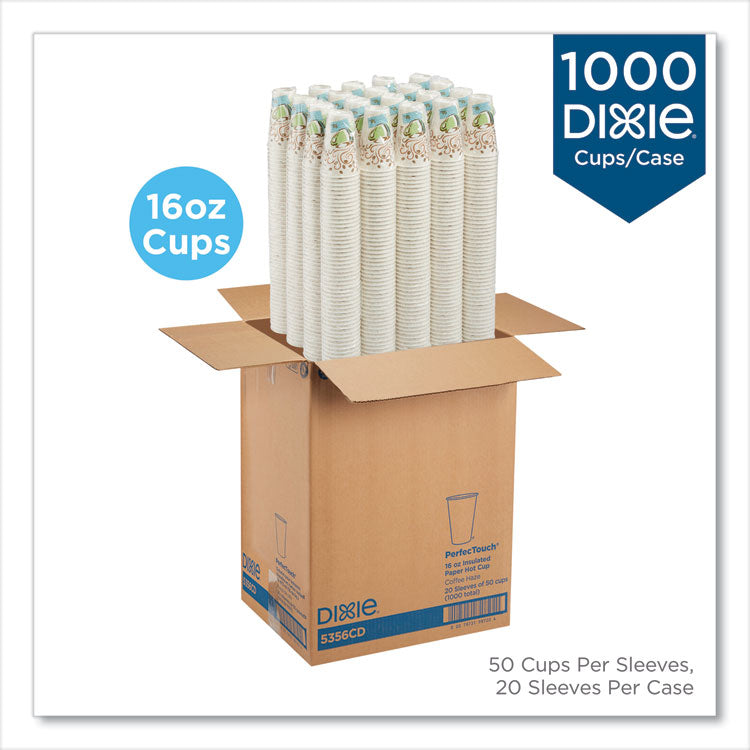 PerfecTouch Paper Hot Cups, 16 oz, Coffee Haze Design, 50/Sleeve, 20 Sleeves/Carton