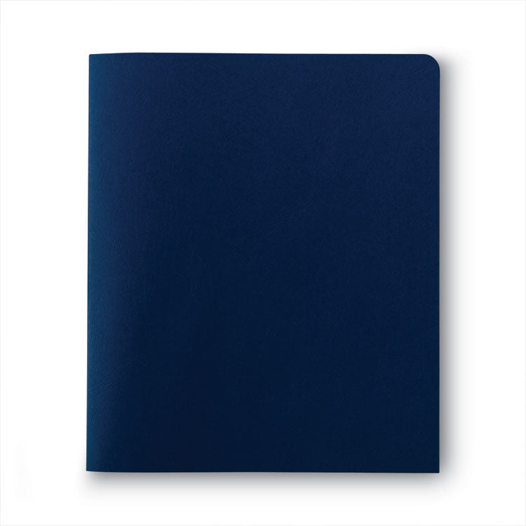 Two-Pocket Folder, Textured Paper, 100-Sheet Capacity, 11 x 8.5, Dark Blue, 25/Box