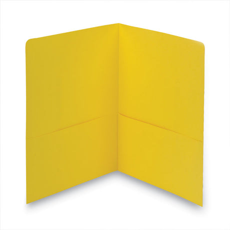 Two-Pocket Folder, Textured Paper, 100-Sheet Capacity, 11 x 8.5, Yellow, 25/Box