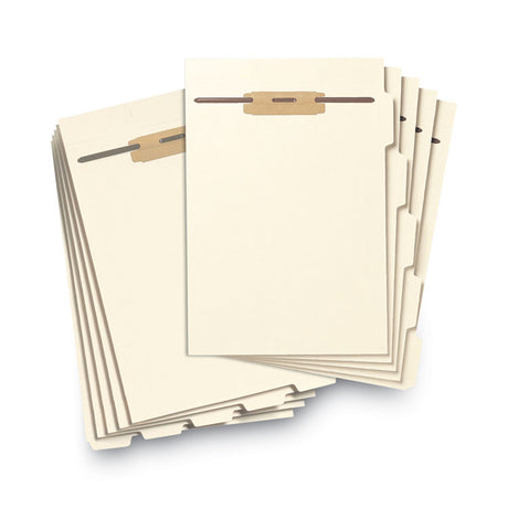 Stackable Folder Dividers with Fasteners, 1/5-Cut Bottom Tab, 1 Fastener, Letter Size, Manila, 4 Dividers/Set, 50 Sets