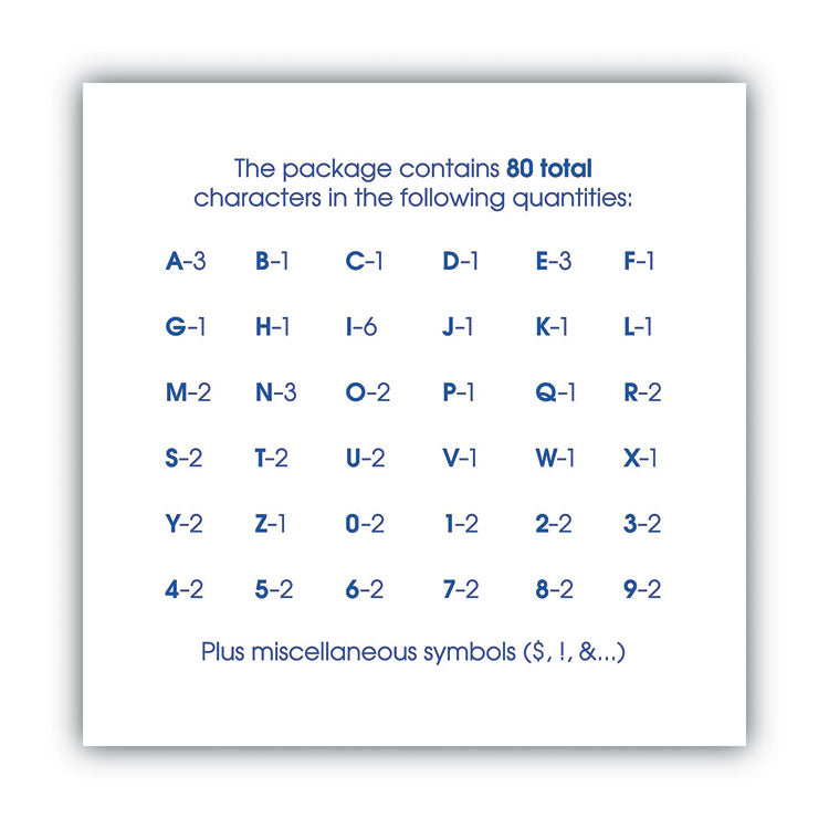 Letters, Numbers and Symbols, Self Adhesive, Black, 3"h, 64 Characters