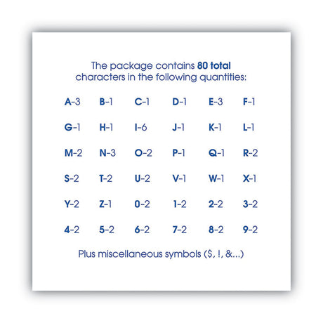 Letters, Numbers and Symbols, Self Adhesive, Black, 3"h, 64 Characters