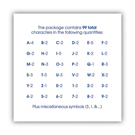 Letters, Numbers and Symbols, Self Adhesive, Black, 2"h, 84 Characters