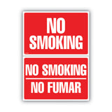 Two-Sided Signs, No Smoking/No Fumar, 8 x 12, Red