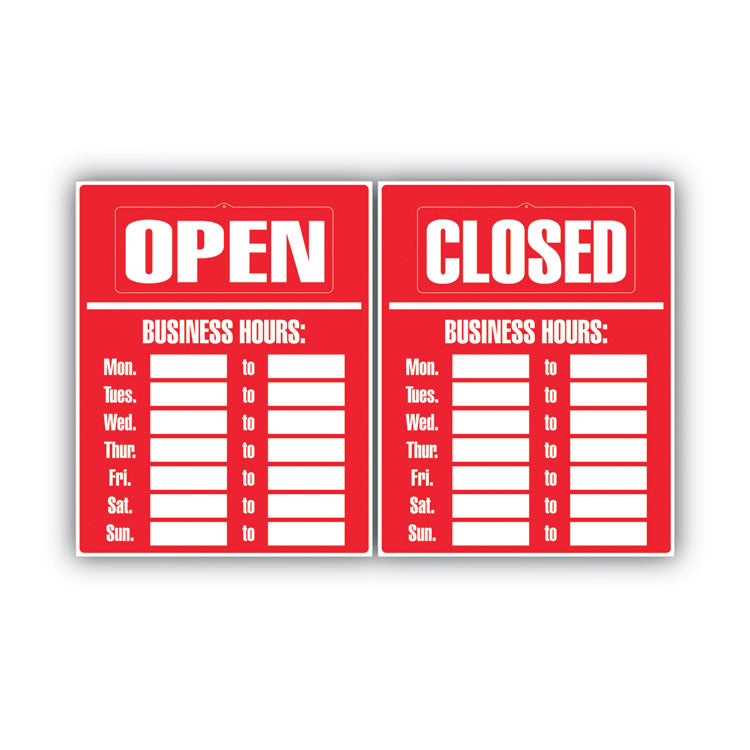 Business Hours Sign Kit, 15 x 19, Red