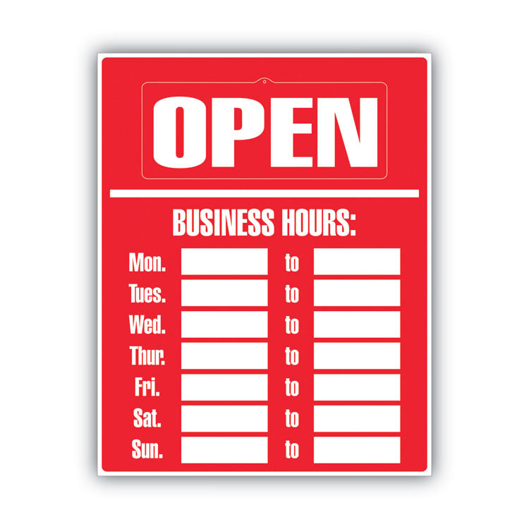 Business Hours Sign Kit, 15 x 19, Red