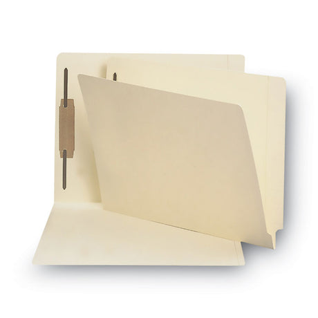 End Tab Fastener Folders with Reinforced Straight Tabs, 14-pt Manila, 1 Fastener, Letter Size, Manila Exterior, 50/Box