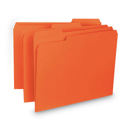 Interior File Folders, 1/3-Cut Tabs: Assorted, Letter Size, 0.75" Expansion, Orange, 100/Box