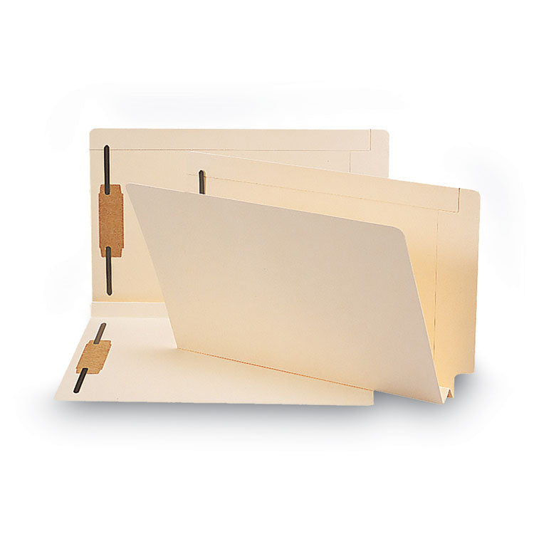 End Tab W-Fold Fastener Folders with Reinforced Tabs, 1.5" Expansion, 2 Fasteners, Legal Size, Manila, 50/Box