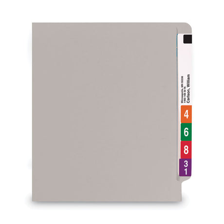 Shelf-Master Reinforced End Tab Colored Folders, Straight Tabs, Letter Size, 0.75" Expansion, Gray, 100/Box