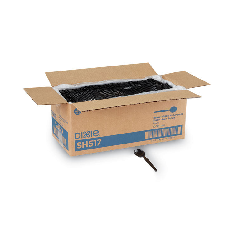 Plastic Cutlery, Heavyweight Soup Spoons, 5 3/4", Black, 1,000/Carton