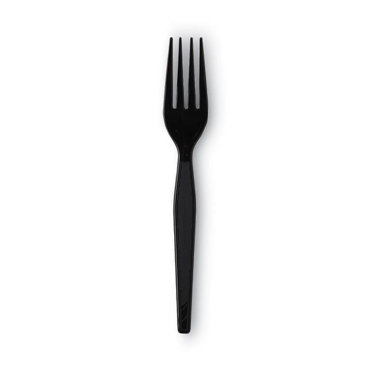 Individually Wrapped Heavyweight Forks, Polystyrene, Black, 1,000/Carton