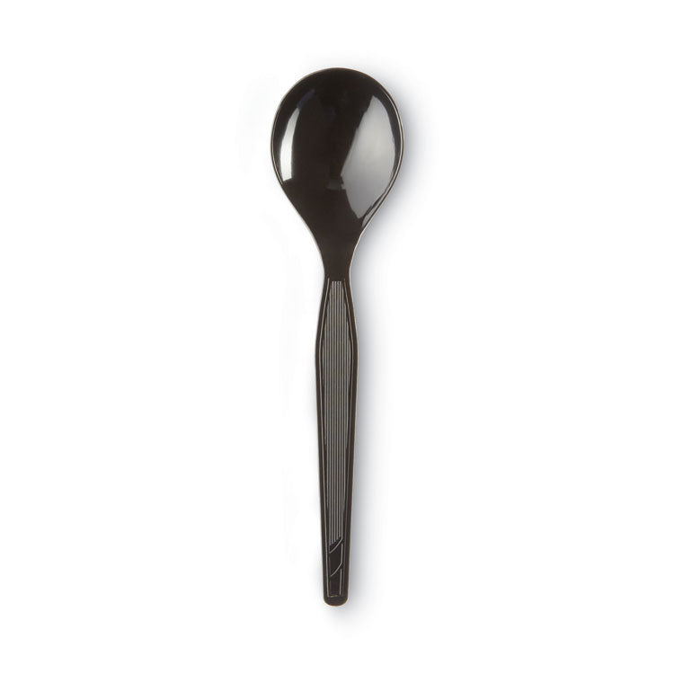 Plastic Cutlery, Heavyweight Soup Spoons, 5 3/4", Black, 1,000/Carton