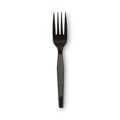 Plastic Cutlery, Heavy Mediumweight Forks, Black, 1,000/Carton