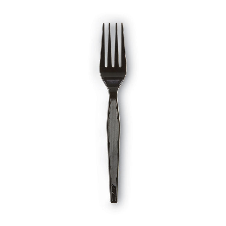 Plastic Cutlery, Heavyweight Forks, Black, 1,000/Carton