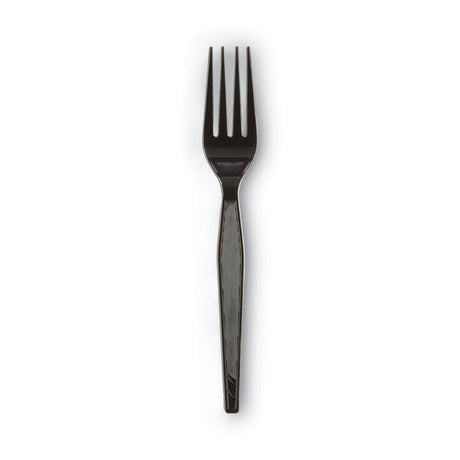 Plastic Cutlery, Heavyweight Forks, Black, 1,000/Carton